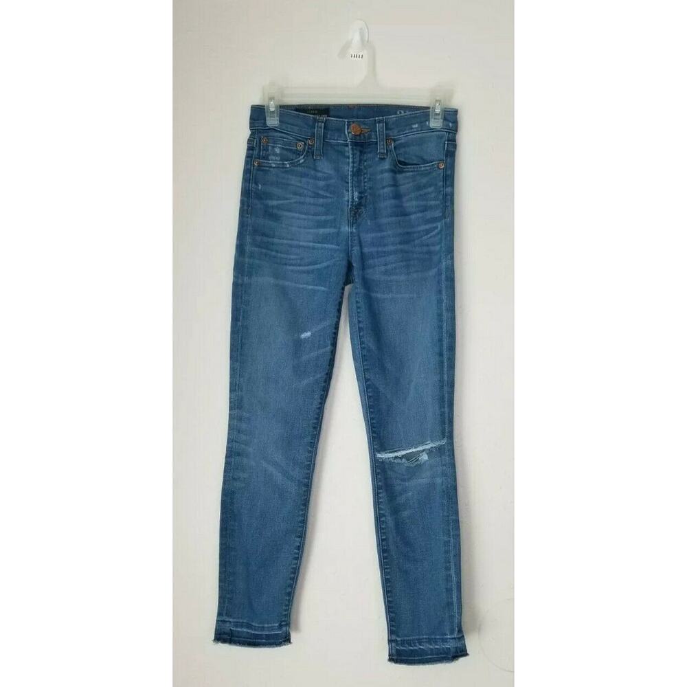 J. Crew Lookout High Rise Crop Blue Distressed Jeans Size 0